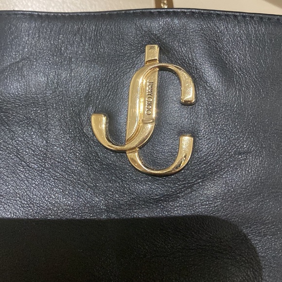 Jimmy Choo Black JC Gold Logo Leather Ankle Booties Size 7.5 - Picture 7 of 8